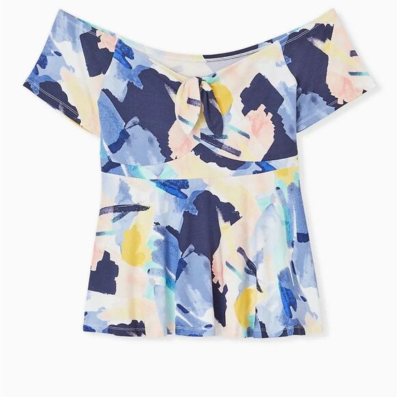 🆕 Torrid Tie Front Off Shoulder Peplum Top 5X - Picture 4 of 4